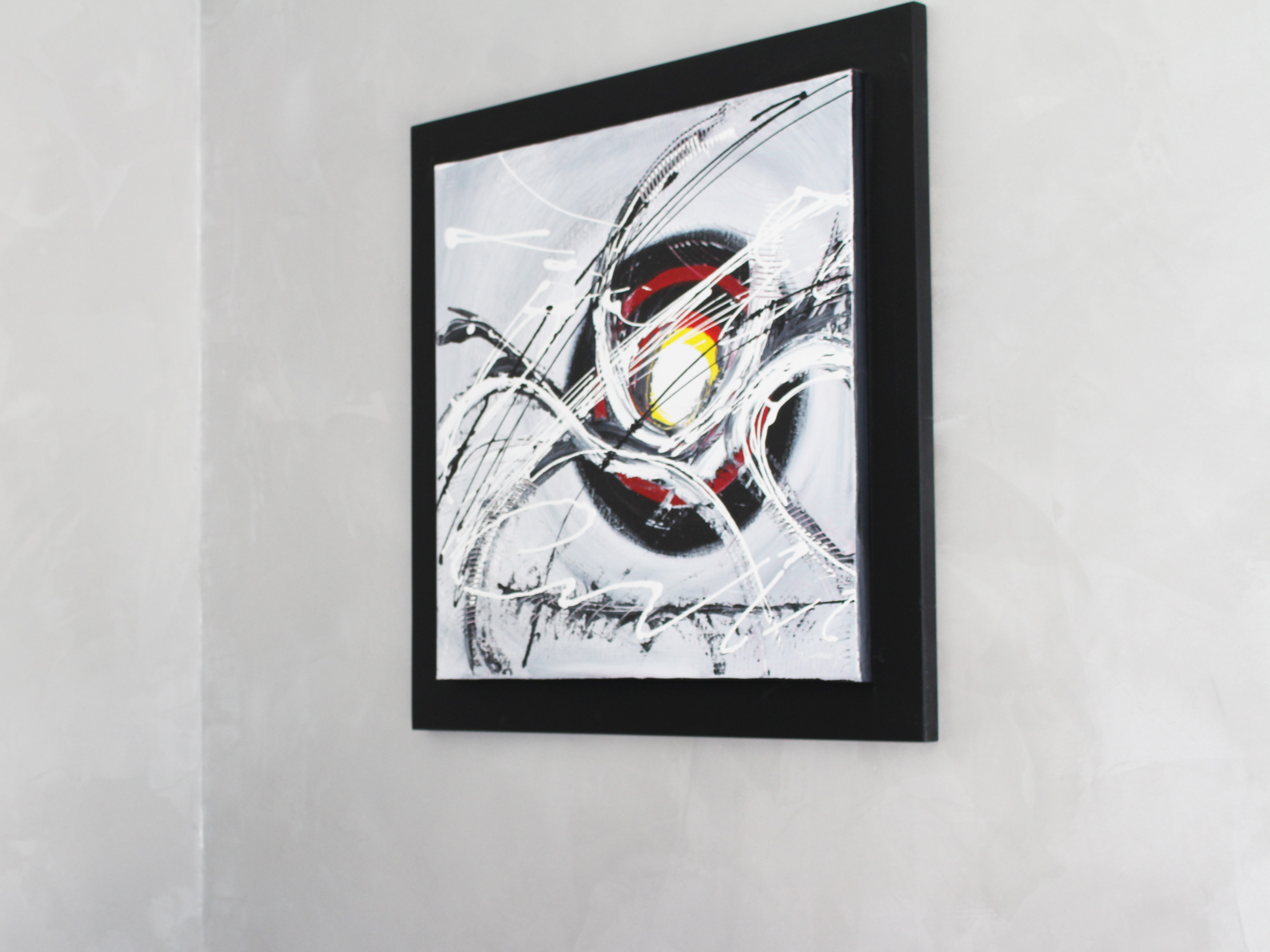 Photo d'un tableau avec peinture enduit métalisé au mur peint par Daniel Henriet