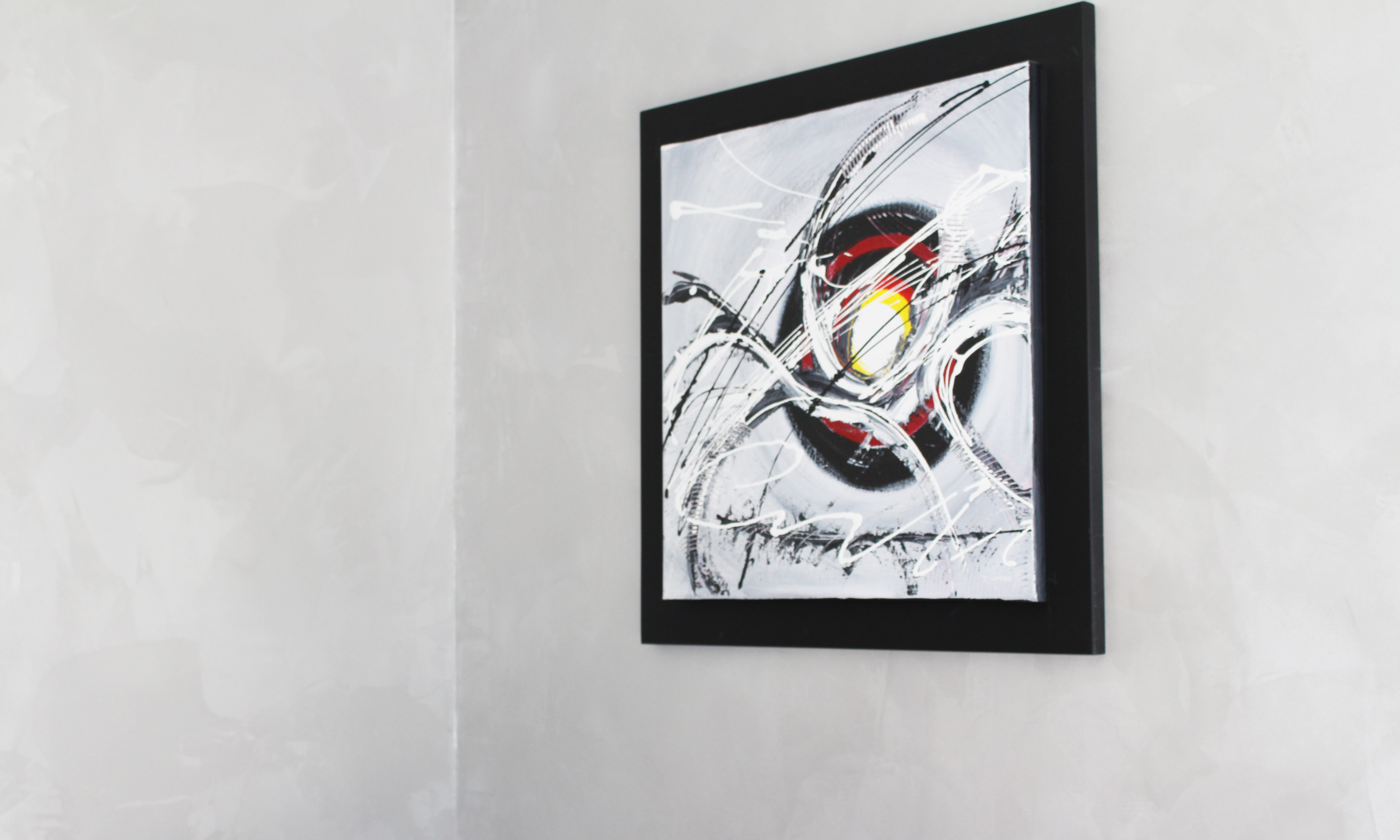 Photo d'un tableau avec peinture enduit métalisé au mur peint par Daniel Henriet